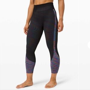 Lululemon Love Revealed Tight Black / Rainbow Multi Coloured Size 10